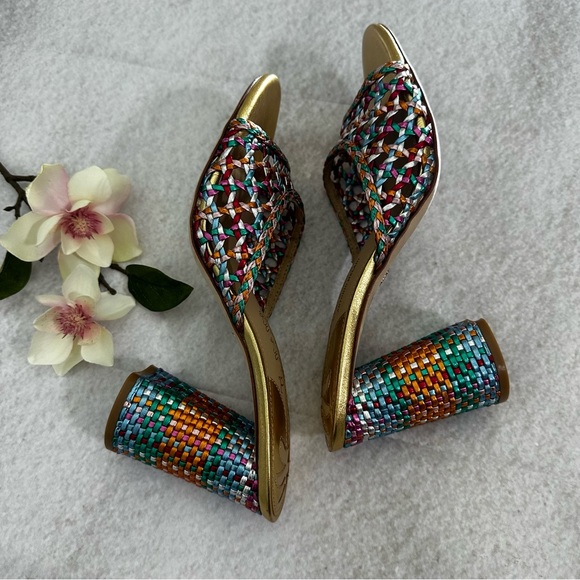 Antonio Melani x The Nat Note Riviera Rainbow Woven Metallic Slip-On Mules - Picture 10 of 16